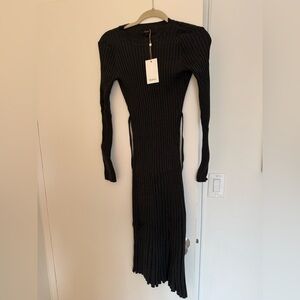 NWT - Quince Cotton Cashmere Ribbed Long Sleeve Crew Midi Dress
